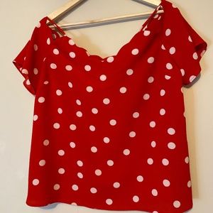 Red and white polka dots blouse